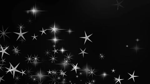 Floating glowing stars on black background Stockbeeldmateriaal 340749434