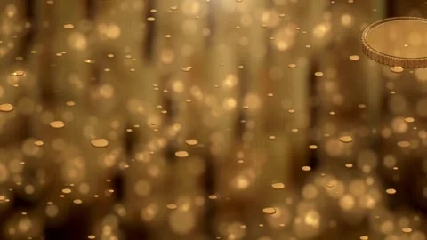 Floating gold coins falling in slow motion against a luxury background Stock-Footage 336100445