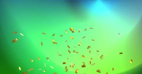 Floating gold confetti strips drifting across gradient backdrop, showing two Stock Illustration