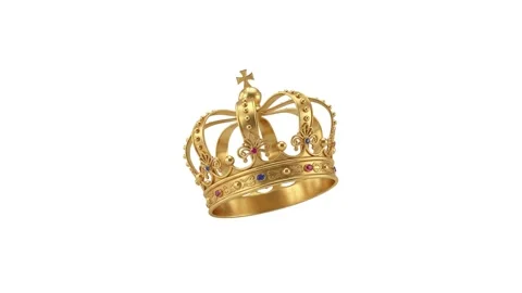 A floating gold crown isolated on white Stock Footage 339340623