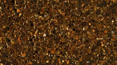 Floating Gold Cubes, Background, Exclusive, Reflection Stock Footage 299657289