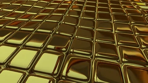 Floating Gold Cubes, Background, Reflection, Exclusive Stock Footage 270412620