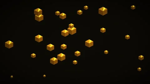 Floating gold cubes create a striking visual against a Stock Footage 338288913