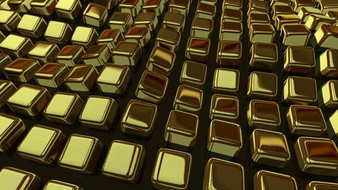 Floating Gold Cubes, Exclusive, Background, Reflection Stock Footage 270412656
