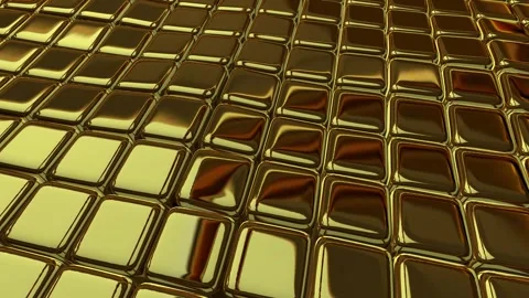 Floating Gold Cubes, Exclusive, Reflection, Background Stock Footage 270412740