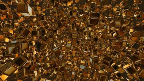 Floating Gold Cubes, Exclusive, Reflection, Background Stock Footage 299657386