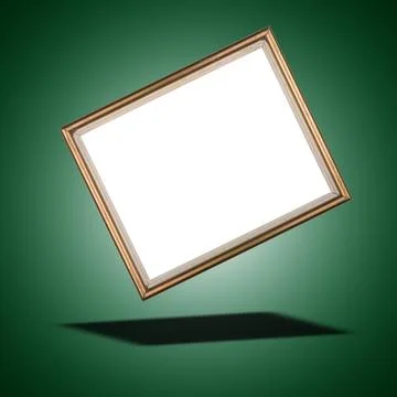 Floating  Gold frame on green gradient Stock Photos