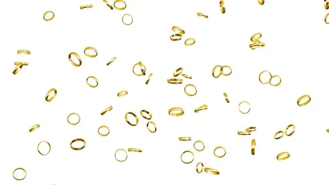 Floating Gold Rings on a White Background 库存影片 72299697