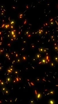 Floating golden and orange ember particles on a black background, creating .. Stock Illustration