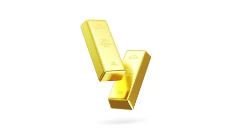 Floating Golden Bars on white background 4K Loop Animation Stock Footage 166946787
