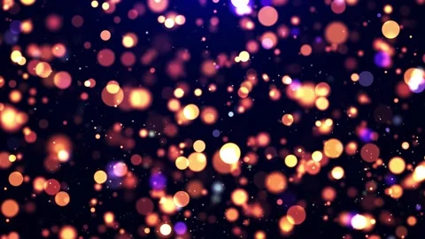 Floating golden bokeh particles on a dark background, softly glowing and drif Stock Footage 328448679