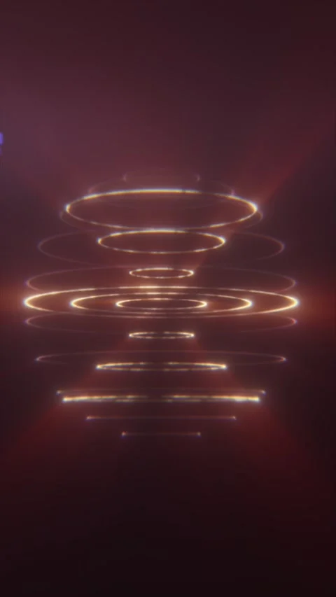Floating golden concentric rings form a luminous abstract energy waveform a.. Stock Footage 342049817