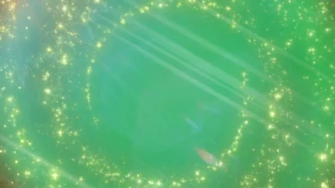 Floating Golden Confetti Particles Moving Across a Soft Green Background with Stock Footage 338368570