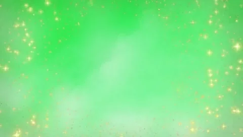 Floating Golden Confetti Particles Over A Bright Green Background With A Video stock 338368675