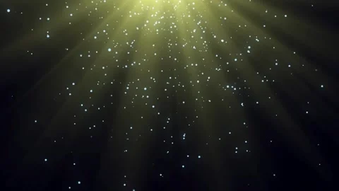 Floating golden dust particles glowing in dark light rays with a magical Video stock 338370494
