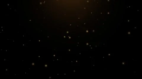 Floating golden dust particles moving slowly in dark space soft glowing lig.. Video stock 345003692