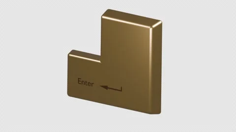 Floating golden Enter keyboard key in a seamless looping 3D animation. Stock Footage 346646695