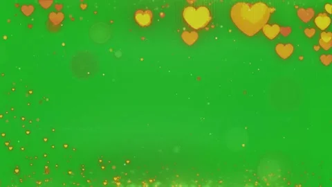 Floating golden hearts on green screen. Romantic love background with bokeh Vídeos de archivo 340734402