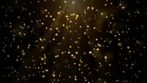 Floating golden light particles and magical dust falling slowly over dark b.. Video stock 345003691