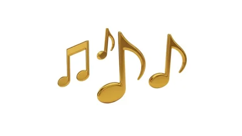 Floating golden music notes or scores isolated on white Stock Footage 339340652