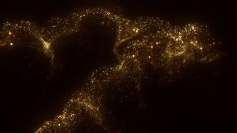 Floating golden shimmer texture on a deep black background featuring soft  Stock Footage 311814764