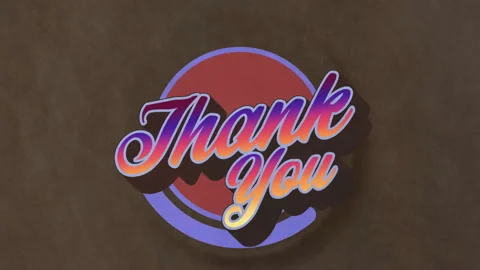 Floating gradient cursive Thank You text over brown background, with red circle Stock Footage 309101177