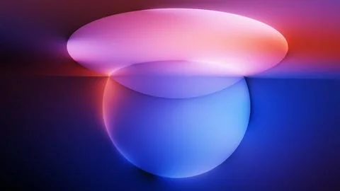 Floating gradient discs with elegant pink and blue neon glow Stock Illustration