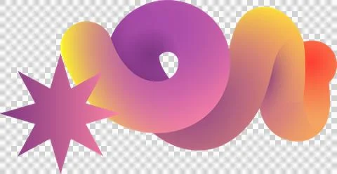 Floating gradient ribbon is curling in flat style, matching 8-point star on 库存插图