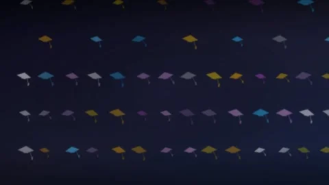 Floating Graduation Cap Pattern Animation | Seamless Background Loop 4K 스톡 동영상 333632424