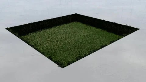Floating Grass Ground Platform 3D Render Asset Stock-Footage 347176251