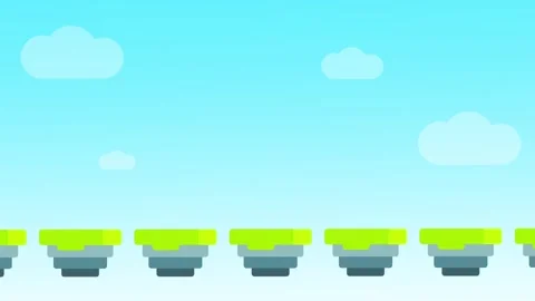 Floating Grass Platforms with Blue Sky Stock Footage 335633252