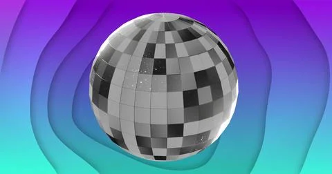 Floating gray mirrored tiled sphere hovering over studio render backdrop, with Stock Illustration