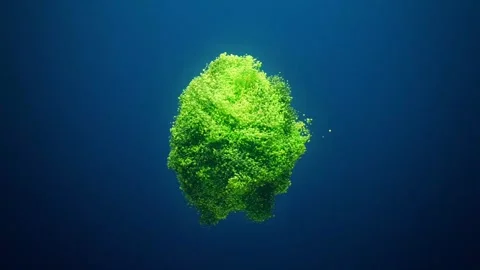 Floating green abstract shapes in the deep blue background Stock Footage 320370014