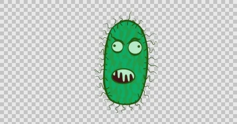 Floating Green Bacillus Rod Bacteria Cartoon Looped Video stock 63391640