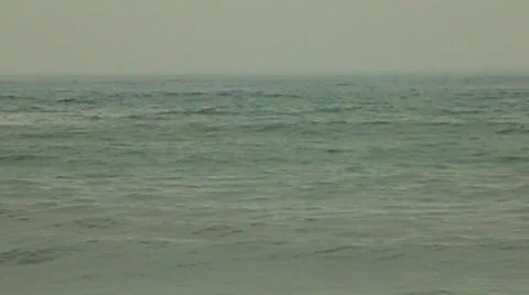 Floating on Green Blue Ocean Waves, Horizon Stock Footage 48253745