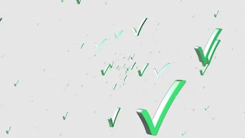 Floating Green Check Marks Alpha Channel Overlay Stock Footage 344698946