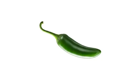 A floating green chili pepper isolated on white Stock Footage 339340494