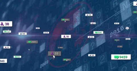 Floating green comment bubble displaying 9459 on dashboard, with social metric イラスト素材