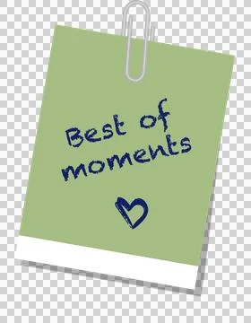 Floating green note white strip silver clip blue chalk Best of moments heart Stock Illustration