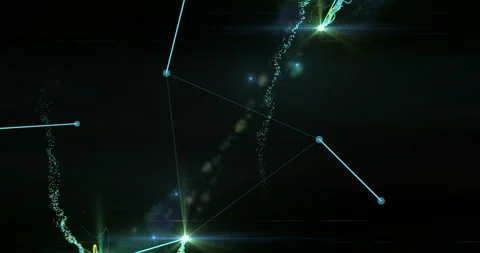 Floating Green Triangles With Shining Flares And Particles Stock Footage 145151253