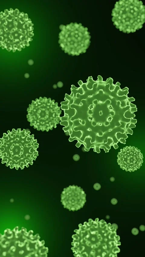 Floating Green Virus Particles Background Medical 3D Animation Stock Footage 337686285