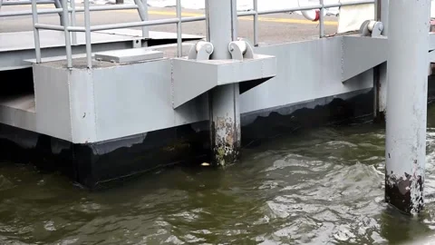 Floating Harbor moving up and down by the wave Stock Footage 132019066