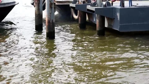 Floating Harbor moving up and down by the wave Stock Footage 132019072