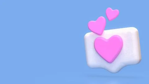 Floating Heart Notification Icon for Love and Social Media Concept 3d render. Stock Illustration