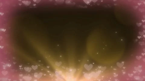 Floating heart particles glowing against dark golden radiant light background 스톡 동영상 345333229