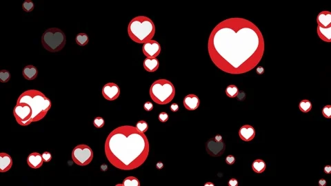Floating heart shape icons rising upward against dark background motion gra.. Video stock 342623287