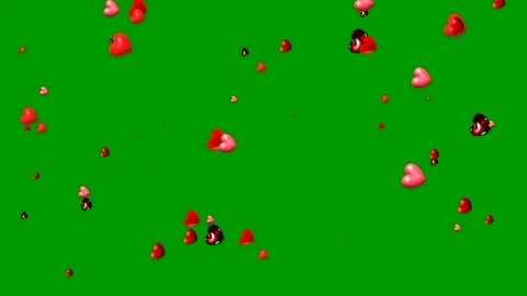 Floating Heart shapes on green screen Видео 341678761