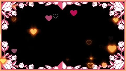 Floating hearts and floral frames animated overlay for romantic event Stock Footage 345129952