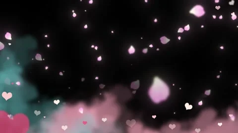 Floating hearts and glowing particles on a dark romantic background with video Stock Footage 342109048