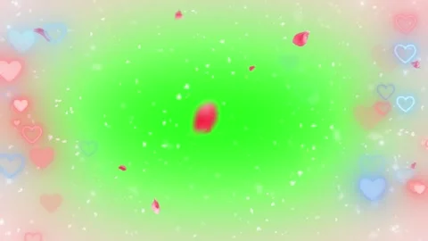 Floating Hearts and Particles on a Green Screen Background Stock Footage 341726988